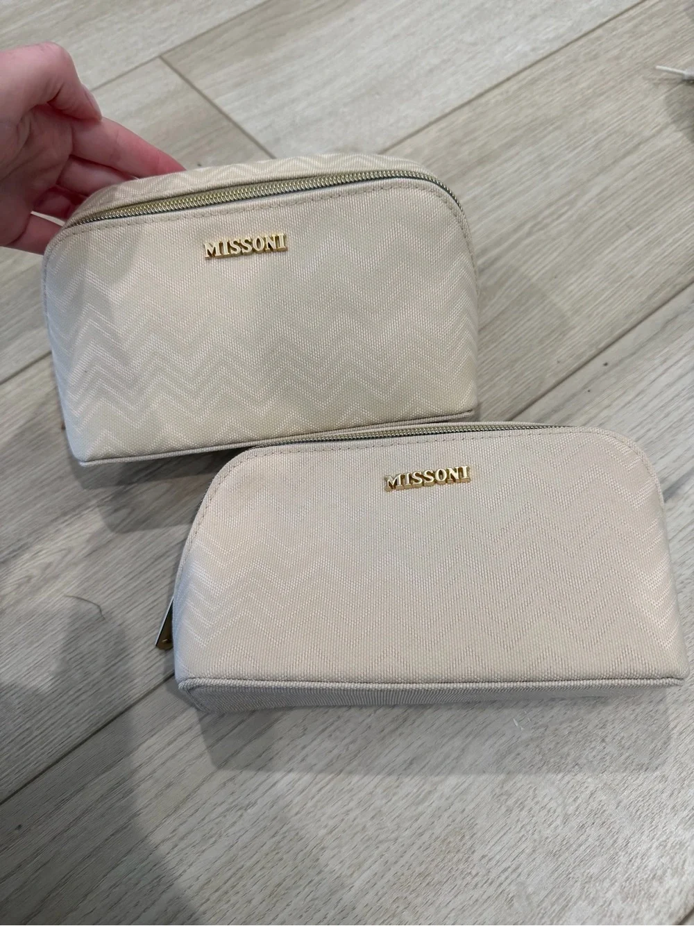 Missoni Cream Chevron Cosmetic Pouches Set